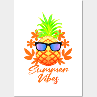Summer Vibes Cool Tropical Pineapple Posters and Art